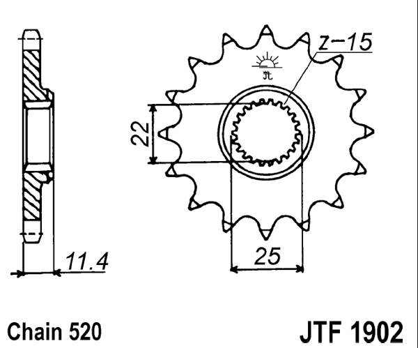 Řetězové kolečko JT JTF 1902-16 16 zubů, 520